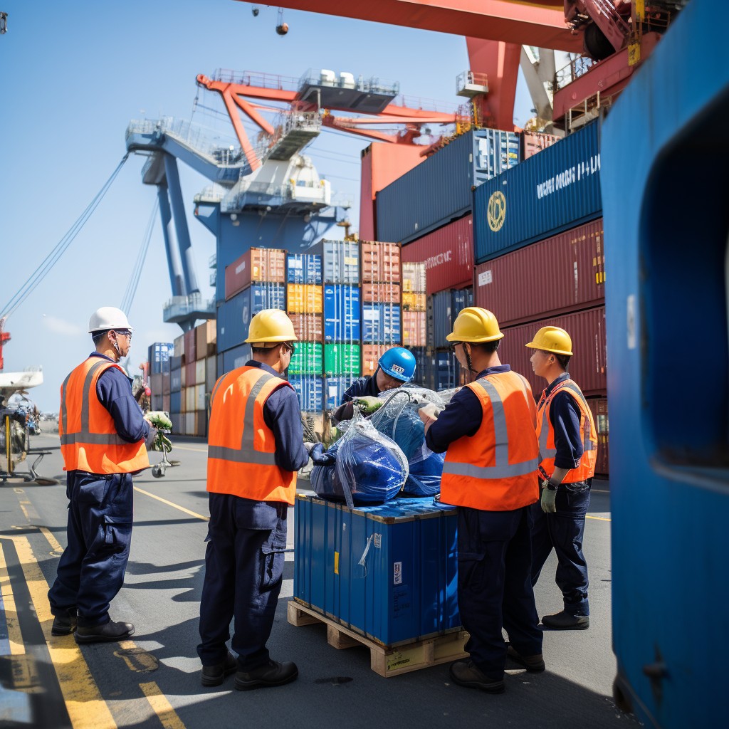 A team of men performing maintenance tasks on a ship, demonstrating teamwork and dedication to their work.